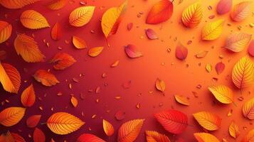 AI generated A horizontal autumn banner showcases 3D realistic colored elements, capturing fall's beauty. Vivid, Ai Generated. photo