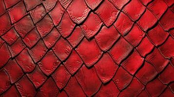 AI generated Bold red leather, textured with the allure of reptilian scales, exudes captivating sophistication, Ai Generated. photo