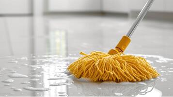 AI generated Microfiber wet mop effortlessly tackles dirt and grime for sparkling floors. Ai Generated. photo