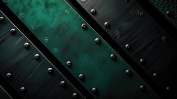 AI generated The fusion of black and green metal textures forms a sleek and modern background, Ai Generated. photo