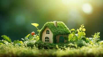 AI generated Eco-friendly dwelling amidst lush green surroundings. Ai Generated photo