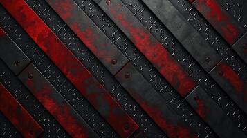 AI generated The fusion of black and red metal textures forms a bold and dynamic background, Ai Generated. photo