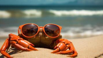 AI generated Experience the intensity of an crab leaping onto the beach in a stunning close-up photo, Ai Generated. photo