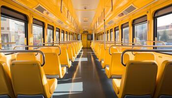 AI generated Empty bus seats inside a modern underground transportation system generated by AI photo