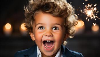 ai generado linda Niños sonriente, alegre celebracion, mirando a cámara, juguetón generado por ai foto