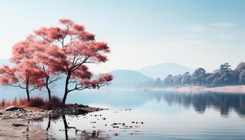 AI generated Tranquil autumn landscape reflects beauty in nature serene reflection generated by AI photo