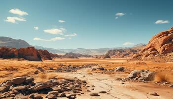 ai generado majestuoso montaña rango, árido clima, remoto desierto área, belleza en naturaleza generado por ai foto