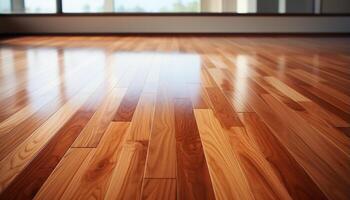 AI generated Bright hardwood flooring brings modern pattern to an empty room generated by AI photo