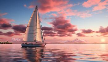 AI generated Sailing yacht glides on tranquil waves, embracing nature beauty generated by AI photo