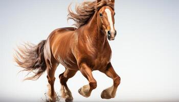 AI generated Running stallion in nature, mane flowing, showcasing beauty and speed generated by AI photo