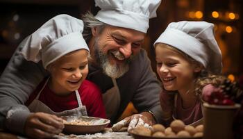 AI generated A cheerful family baking together, spreading love and enjoyment generated by AI photo