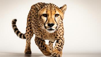 AI generated Majestic cheetah, endangered beauty, walking in African wilderness, staring fiercely generated by AI photo