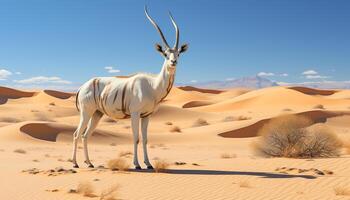 AI generated Thirsty camel gazelle, arid Africa, nature beauty in extreme heat generated by AI photo