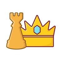 crown with rook chess illustration vector