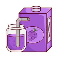 caja uva jugo con vaso uva jugo ilustración vector