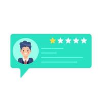 revisión estrella con comentario cliente ilustración vector