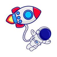 cohete con astronauta ilustración vector