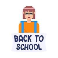 back to school text with student illustration vector