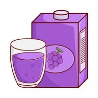 caja uva jugo con vaso uva jugo ilustración vector