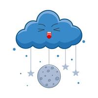 moon with star hanging in cloud illustration vector