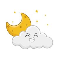 cloud moon with sparkle illustration vector