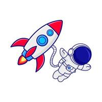 rocket with astronaut illustration vector