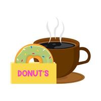 coffee drink with donuts illusration vector