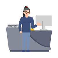 front desk  in table work illustration vector