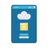 upload folder with cloud in mobile phone illustration vector