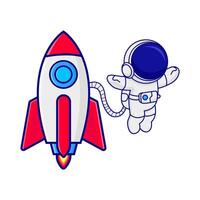 rocket with astronaut illustration vector