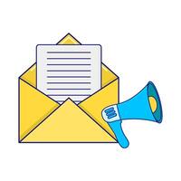 file in mail with megaphone illustration vector