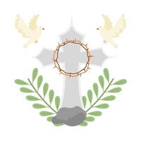 christian cross religious with bird illustration vector