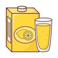 box lemon juice with glass lemon juice illustration vector