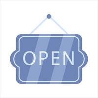 open in sign board  hanging illustration vector