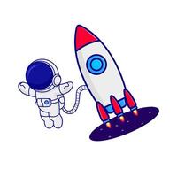 rocket with astronaut illustration vector