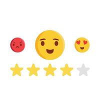 revisión estrella con emoji ilustración vector