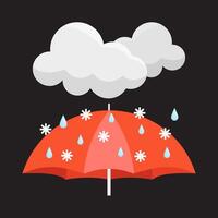 rain with umbrella illustration vector