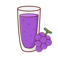 glass grape juice with grape fruit illustration vector