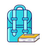 mochila colegio con libro ilustración vector