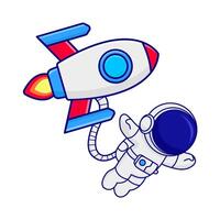 rocket with astronaut illustration vector