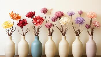AI generated A beautiful bouquet of colorful flowers brings nature indoors generated by AI photo