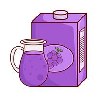 box grape jucie with teapot grape juice illustration vector