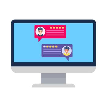 customer review star with comment in computer illustration vector