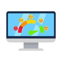 revisión girar emoji en computadora ilustración vector