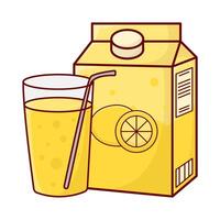 box lemon juice with glass lemon juice illustration vector