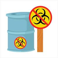 radiation in no sign board with radiation drum illustration vector