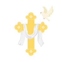 christian cross religious with bird illustration vector