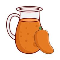 teapot mango juice with mango illustration vector