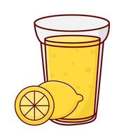 glass lemon juice with lemon juice illustration vector