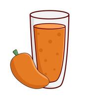 glass mango juice with mango fruit illustration vector